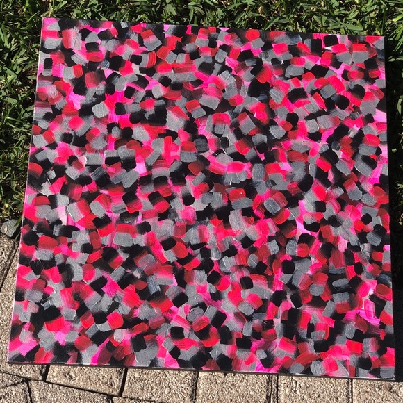 HANDCRAFTED CONFETTI ABSTRACT ART PINK, BLACK, SILVER - Picture 5 of 11